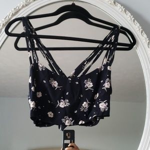 Garage Navy Floral crop top